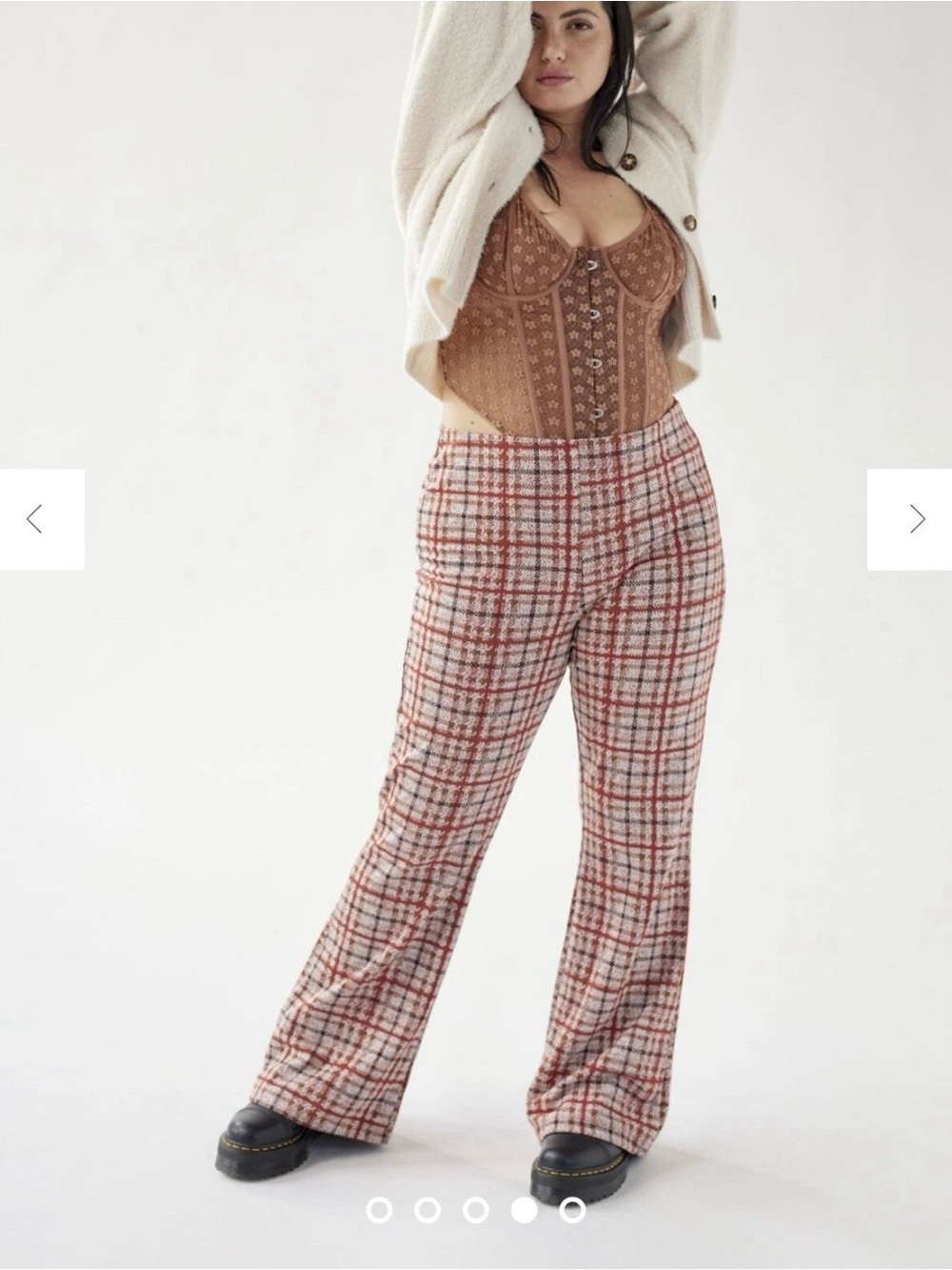 Urban outfitters bell bottoms groovy Plaid Wide-Leg Pants in Rust Plaid small